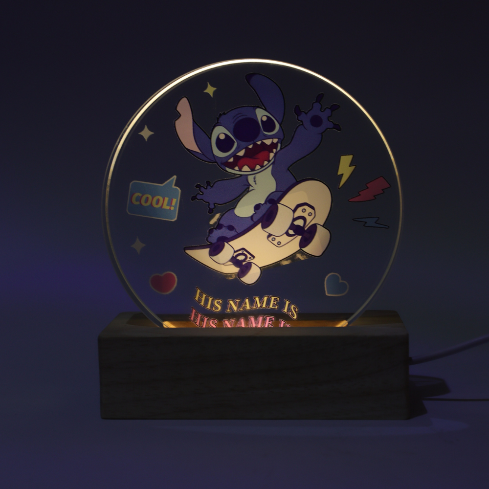 Stitch Wood Base Light Decor