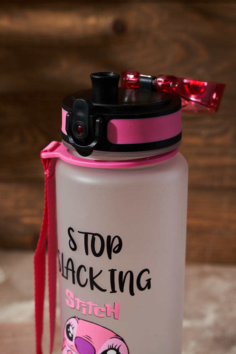 Sports Water Bottle Leak Proof Stitch Pink