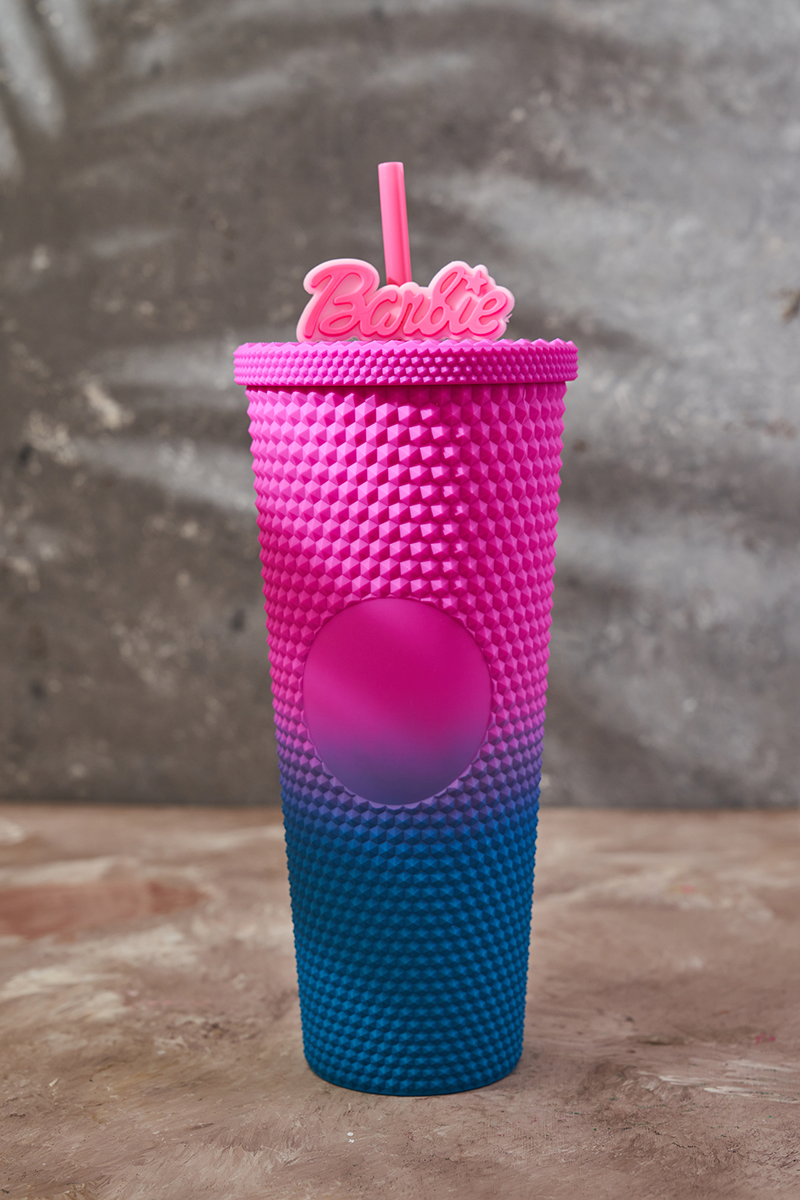 WEST & FIFTH Two-Tone Matte Studded Tumbler with Lid Straw