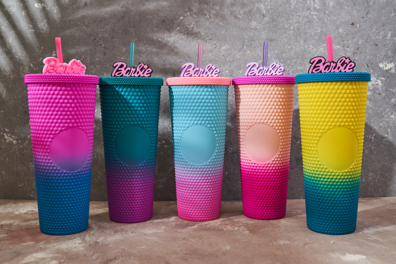 WEST & FIFTH Two-Tone Matte Studded Tumbler with Lid Straw