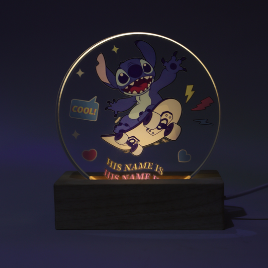 Stitch Wood Base Light Decor