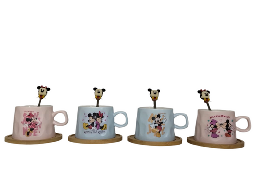 Mickey mouse porcelain mug with coaster