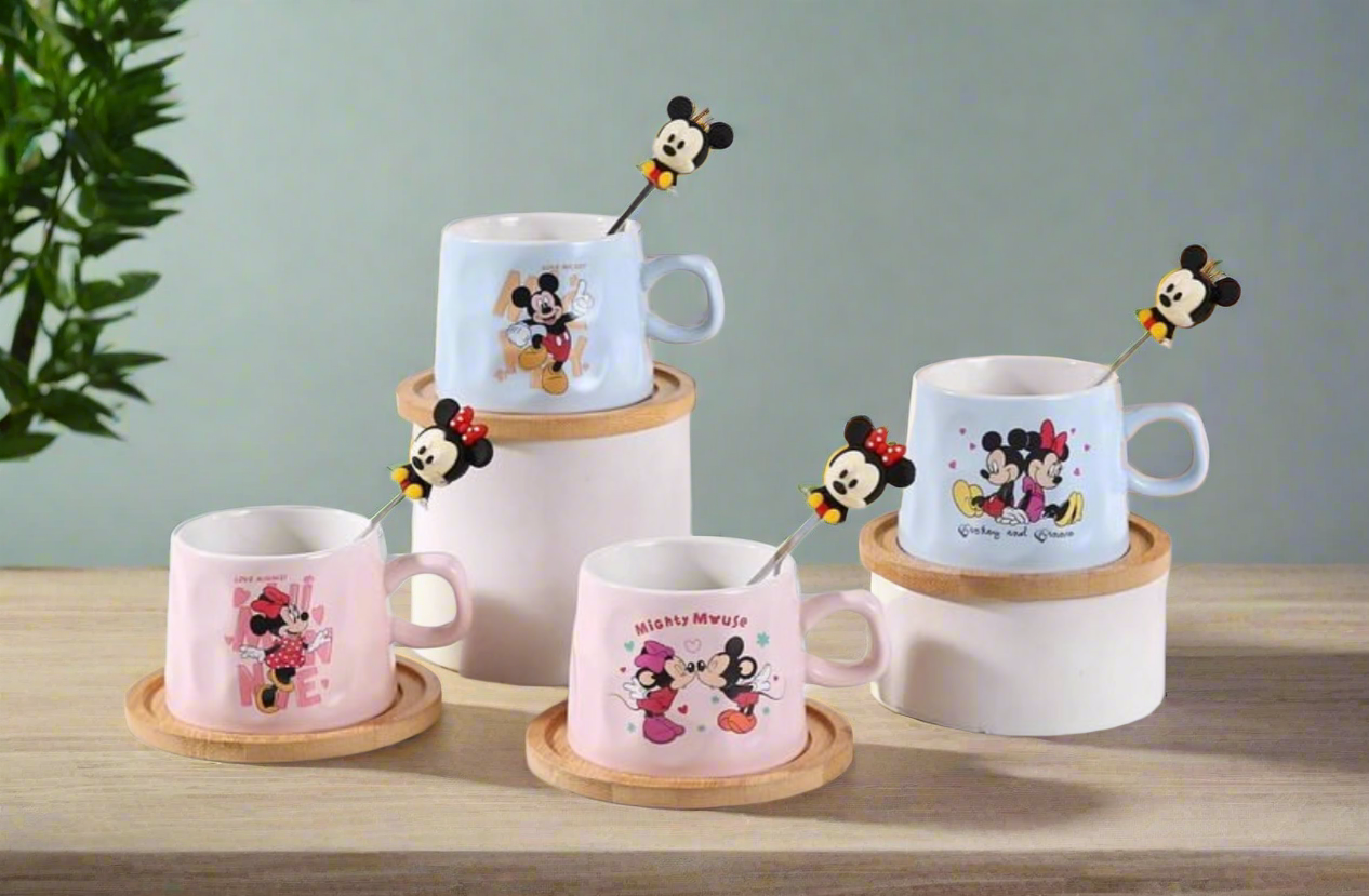 Mickey mouse porcelain mug with coaster