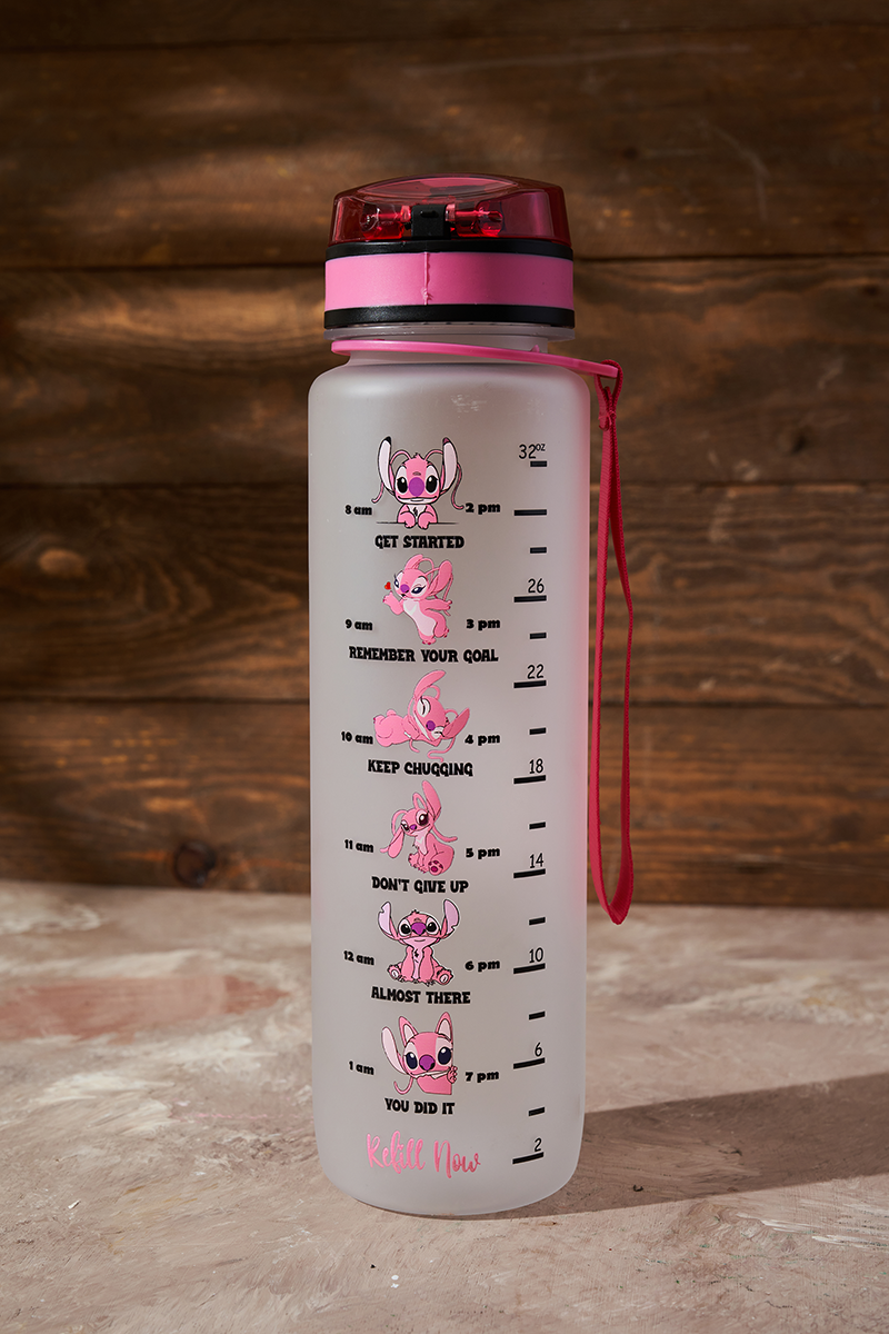 Sports Water Bottle Leak Proof Stitch Pink