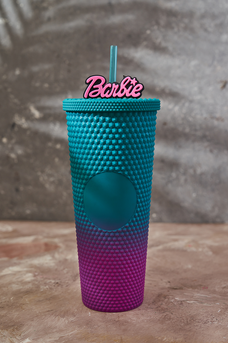 WEST & FIFTH Two-Tone Matte Studded Tumbler with Lid Straw