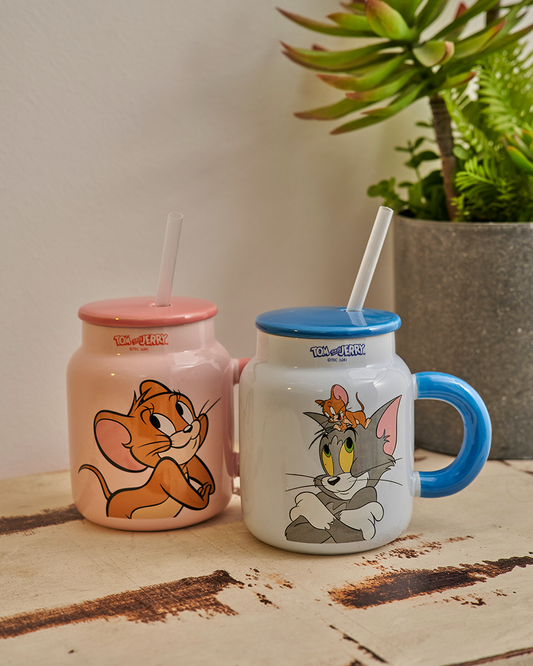 Tom & Jerry Ceramic Mug With Straw