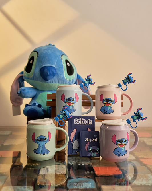 Stitch Ceramic Mug With Straw